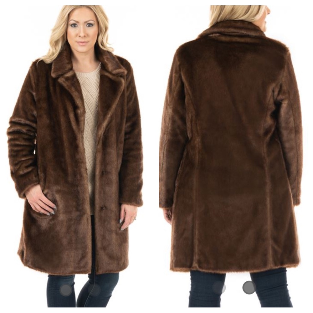 New Fabulous Furs  MINK FAUX FUR STROLLER COAT